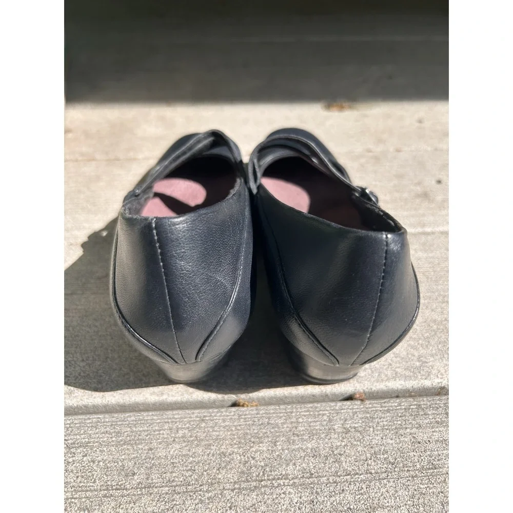 Clarks Womens Sugar Dust Mary‎ Jane Pump Size 9 M Navy Blue Low Block Heel Shoes